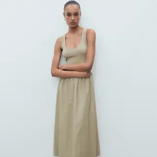 MANGO - Vestido Mujer Largo Casual de Algodón