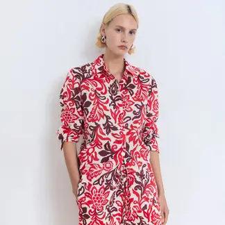 MANGO - Camisa Mujer con Estampado Manga larga de Algodón