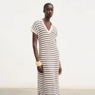 MANGO - Vestido Mujer Largo de Rayas de Algodón