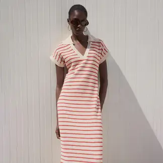 MANGO - Vestido Mujer Largo de Rayas de Algodón
