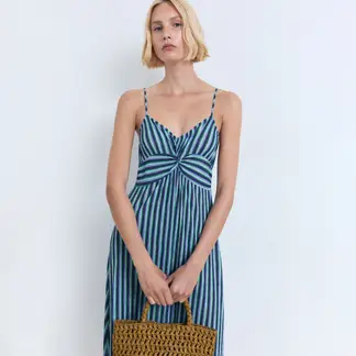MANGO - Vestido Mujer Medio de Rayas