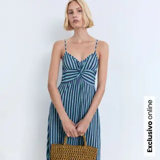 MANGO - Vestido Mujer Medio de Rayas