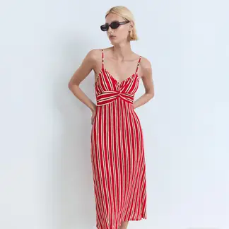 MANGO - Vestido Mujer Medio de Rayas