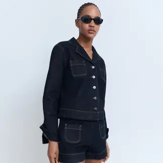 MANGO - Short Mujer Tiro alto de Algodón