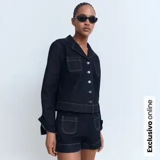 MANGO - Short Mujer Tiro alto de Algodón