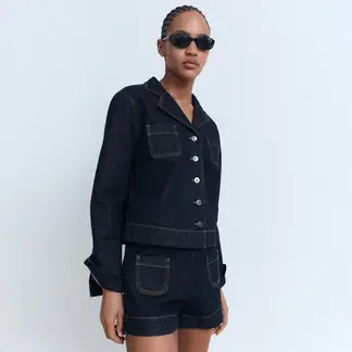 MANGO - Short Mujer Tiro alto de Algodón