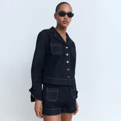 MANGO - Short Mujer Tiro alto de Algodón