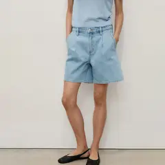 MANGO - Bermuda de jean Mujer Tiro medio de Algodón