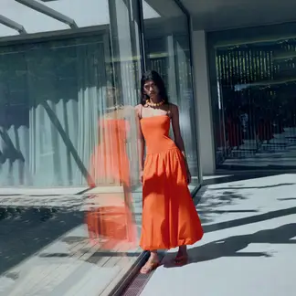 MANGO - Vestido Mujer Medio de Algodón