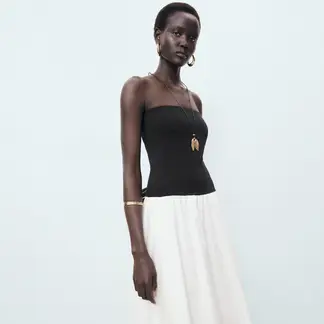MANGO - Vestido Mujer Medio de Algodón