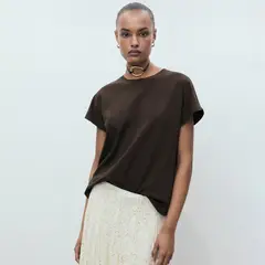 MANGO - Camiseta Mujer Manga corta de Algodón