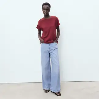 MANGO - Camiseta Mujer Manga corta de Algodón