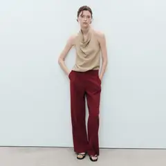 MANGO - Pantalón Recto Mujer Tiro medio