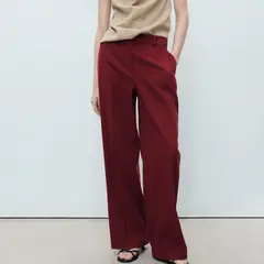 MANGO - Pantalón Recto Mujer Tiro medio