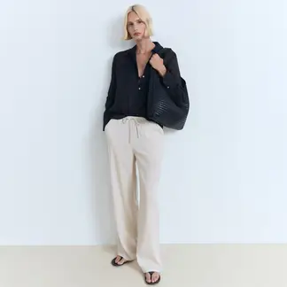 MANGO - Pantalón Recto Mujer Tiro medio