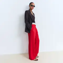 MANGO - Pantalón Recto Mujer Tiro medio