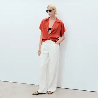 MANGO - Camisa Mujer Manga corta