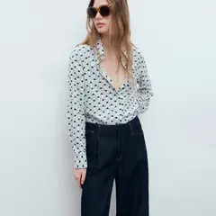 MANGO - Camisa Mujer con Estampado Manga larga