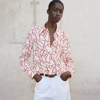 MANGO - Camisa Mujer con Estampado Manga larga