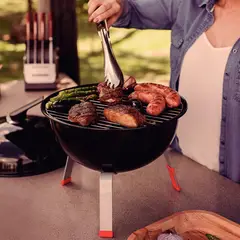 TRAMONTINA - Grill a carbón TCP-320L con tapa de acero esmaltado