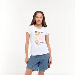 ELV - Camiseta para Niña con Estampado Print Manga corta de Algodón