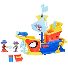 SPIDEY - Juguete: Spider-man Marvel y sus amigos. Barco Pirata con Telarañas y Burbujas