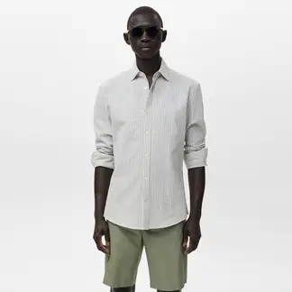 MANGO - Camisa Hombre de Rayas Manga larga de Algodón