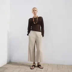 MANGO - Pantalón Crop Mujer Tiro medio