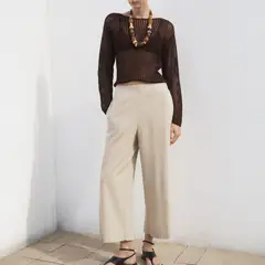 MANGO - Pantalón Crop Mujer Tiro medio