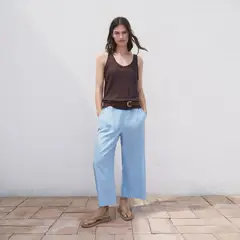 MANGO - Pantalón Crop Mujer Tiro medio