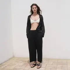 MANGO - Pantalón Crop Mujer Tiro medio