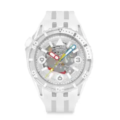 SWATCH - Reloj Unisex Aurelia Aurita. Reloj Silicona Blanco SSCU09K100