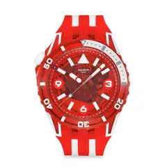SWATCH - Reloj Unisex Lion's Mane. Reloj Silicona Rojo SSCU09R100