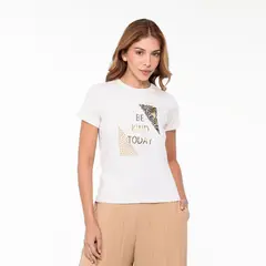 MOSSIMO - Camiseta Mujer con Estampado Manga corta de Algodón