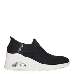 SKECHERS - Tenis Slip Ins Moda Uno Wedge Kickin' Knit Mujer Negros