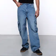 DENIMLAB - Jean Cargo Hombre Recto Largo 32
