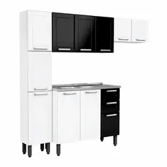 BERTOLINI - Cocina Integral Moderna Caribe en Acero (Incluye Mesón) 255 x 192 x 48 cm
