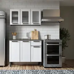 BERTOLINI - Cocina Integral de 105 cm En Acero Al Carbon + Lavaplatos Blanco