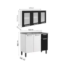 BERTOLINI - Cocina Integral de 105 cm En Acero Al Carbon + Lavaplatos Blanco con Negro