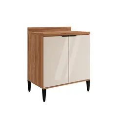 BERTOLINI - Mueble Inferior De 80 cm Con Mesón En MDP Freijo con Blanco