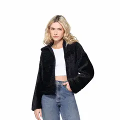 SYBILLA - Chaqueta Mujer Efecto pelo Relaxed fit