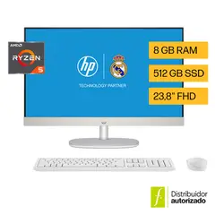 HP - All-in-One 24-cr0250la PC Windows 11 Home Single Language 23.8" AMD Ryzen¿ 5 8GB RAM 512GB SSD FHD Blanco nácar