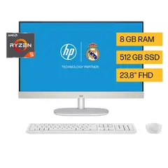 HP - All-in-One 24-cr0250la PC Windows 11 Home Single Language 23.8" AMD Ryzen¿ 5 8GB RAM 512GB SSD FHD Blanco nácar