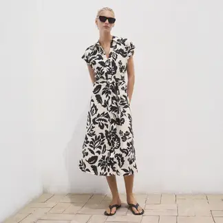 MANGO - Vestido Medio con Flores para Mujer