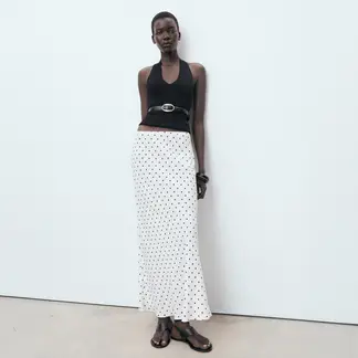 MANGO - Falda Maxi Mujer con Puntos