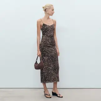 MANGO - Vestido Medio Animal print para Mujer