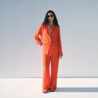 MANGO - Pantalón Recto Mujer Tiro medio