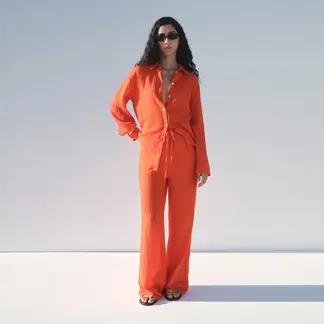 MANGO - Pantalón Recto Mujer Tiro medio