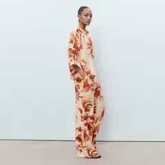 MANGO - Pantalón Recto Mujer Tiro medio con Estampado