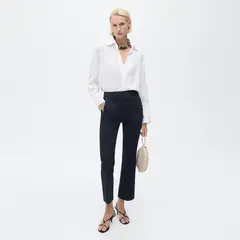 MANGO - Pantalón Recto Mujer Tiro medio